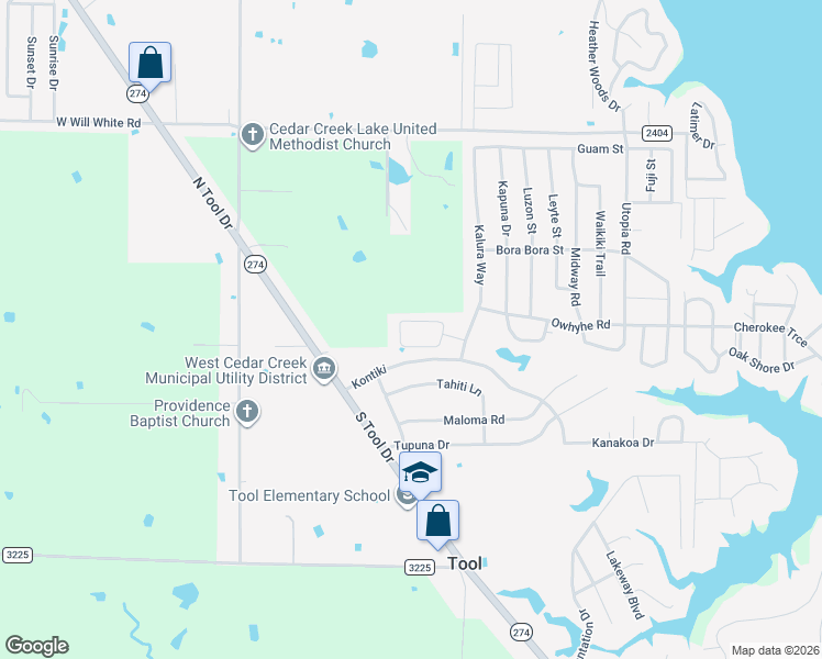 map of restaurants, bars, coffee shops, grocery stores, and more near 736 Oahu Loop in Tool