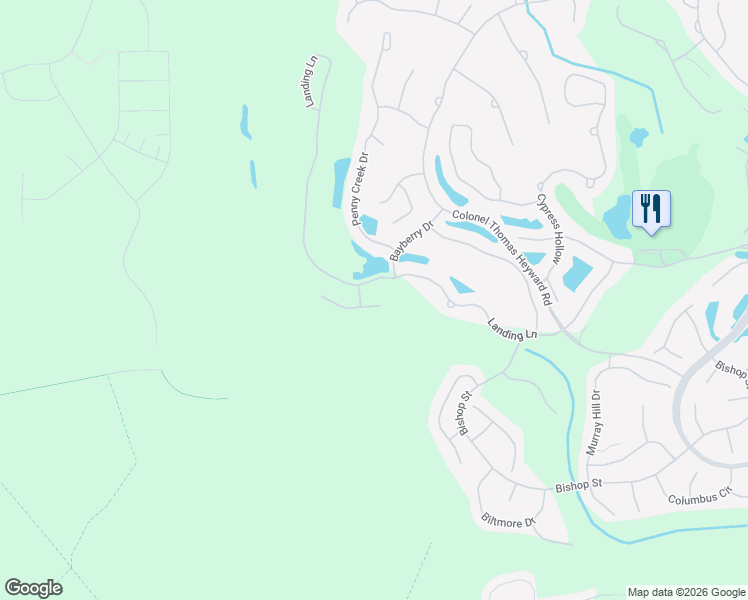 map of restaurants, bars, coffee shops, grocery stores, and more near 36 Whitebark Lane in Bluffton