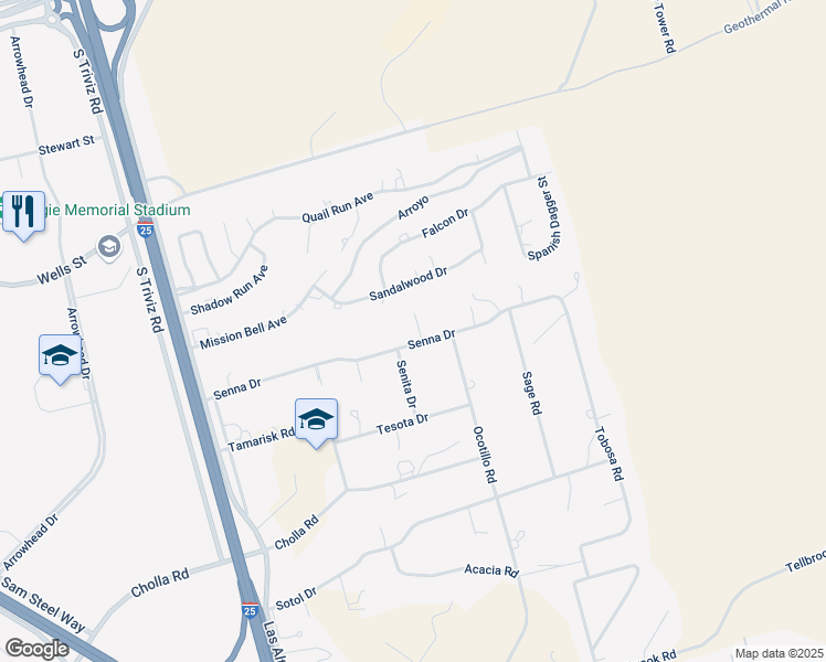 map of restaurants, bars, coffee shops, grocery stores, and more near 4145 Senna Drive in Las Cruces