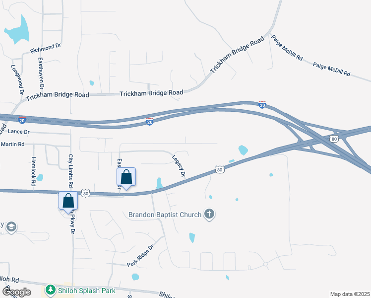 map of restaurants, bars, coffee shops, grocery stores, and more near 1807 Legacy Circle in Brandon