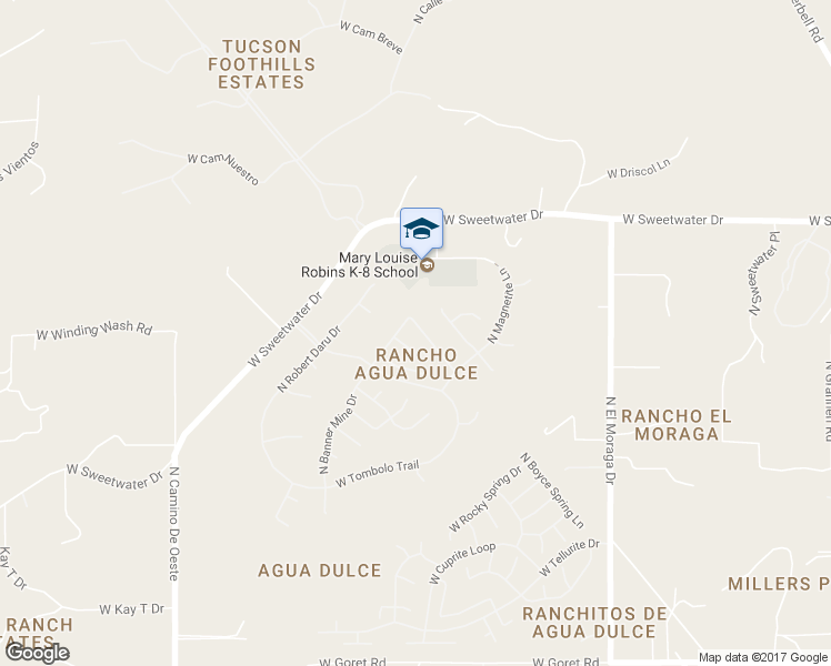 map of restaurants, bars, coffee shops, grocery stores, and more near 4143 West Coles Wash Lane in Tucson