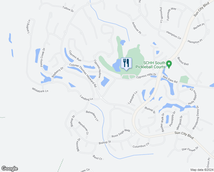 map of restaurants, bars, coffee shops, grocery stores, and more near 18 Landing Lane in Bluffton