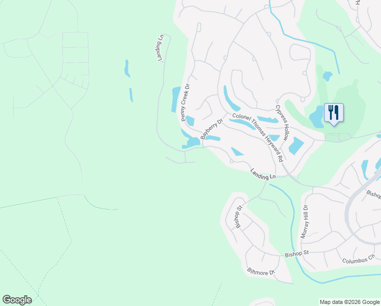 map of restaurants, bars, coffee shops, grocery stores, and more near 36 Whitebark Lane in Bluffton