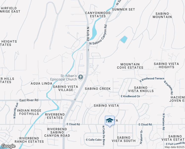 map of restaurants, bars, coffee shops, grocery stores, and more near 7271 East Crooked Tree Court in Tucson