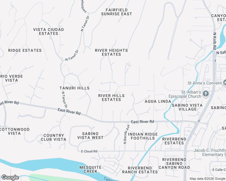 map of restaurants, bars, coffee shops, grocery stores, and more near 6640 East River Heights Place in Tucson
