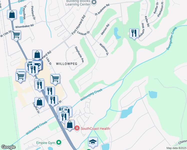 map of restaurants, bars, coffee shops, grocery stores, and more near 511 Dresler Road in Rincon