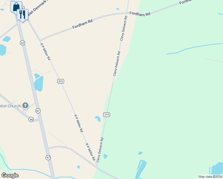 map of restaurants, bars, coffee shops, grocery stores, and more near Clevy Deloach Road in Brooklet