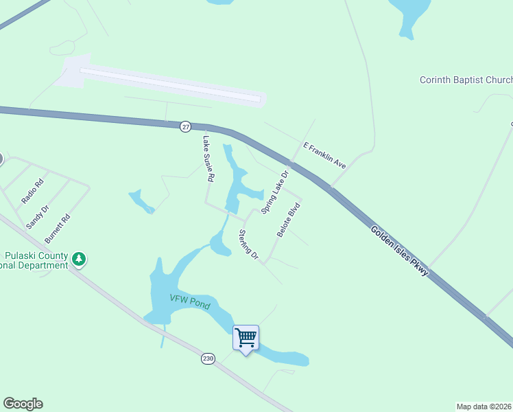 map of restaurants, bars, coffee shops, grocery stores, and more near 44 Spring Lake Drive in Hawkinsville