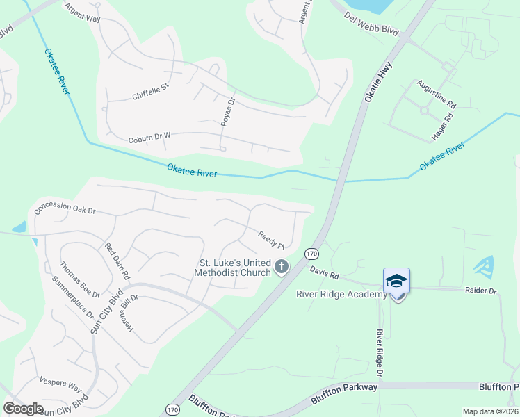 map of restaurants, bars, coffee shops, grocery stores, and more near 132 Honesty Lane in Bluffton