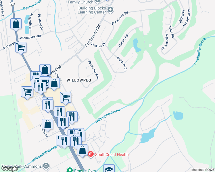 map of restaurants, bars, coffee shops, grocery stores, and more near 508 Dresler Road in Rincon