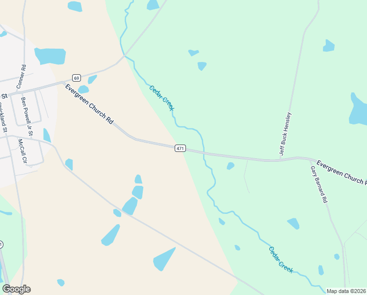 map of restaurants, bars, coffee shops, grocery stores, and more near Evergreen Church Road in Cobbtown