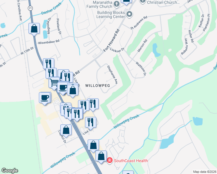 map of restaurants, bars, coffee shops, grocery stores, and more near 305 Jessica Lane in Rincon