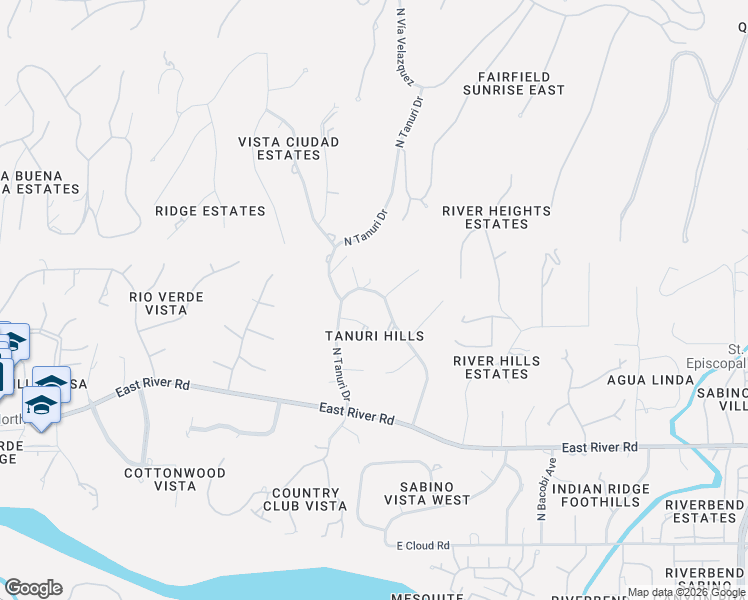 map of restaurants, bars, coffee shops, grocery stores, and more near 3940 North Four Winds Drive in Tucson