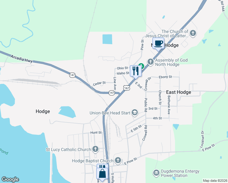 map of restaurants, bars, coffee shops, grocery stores, and more near 140 Line Avenue in Quitman