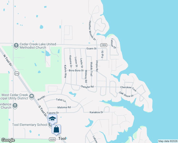 map of restaurants, bars, coffee shops, grocery stores, and more near 1034 Bora Bora Street in Tool