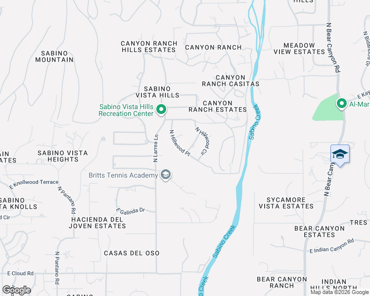 map of restaurants, bars, coffee shops, grocery stores, and more near 8451 East Crestridge Drive in Tucson
