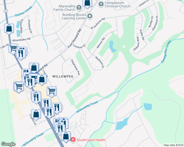 map of restaurants, bars, coffee shops, grocery stores, and more near 502 Dresler Road in Rincon