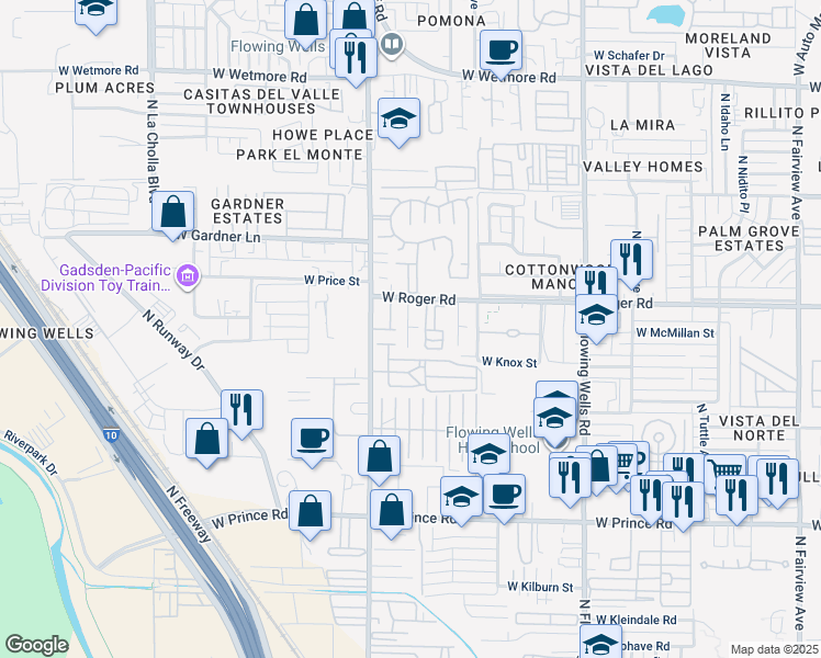 map of restaurants, bars, coffee shops, grocery stores, and more near 3914 North San Rafael Avenue in Tucson