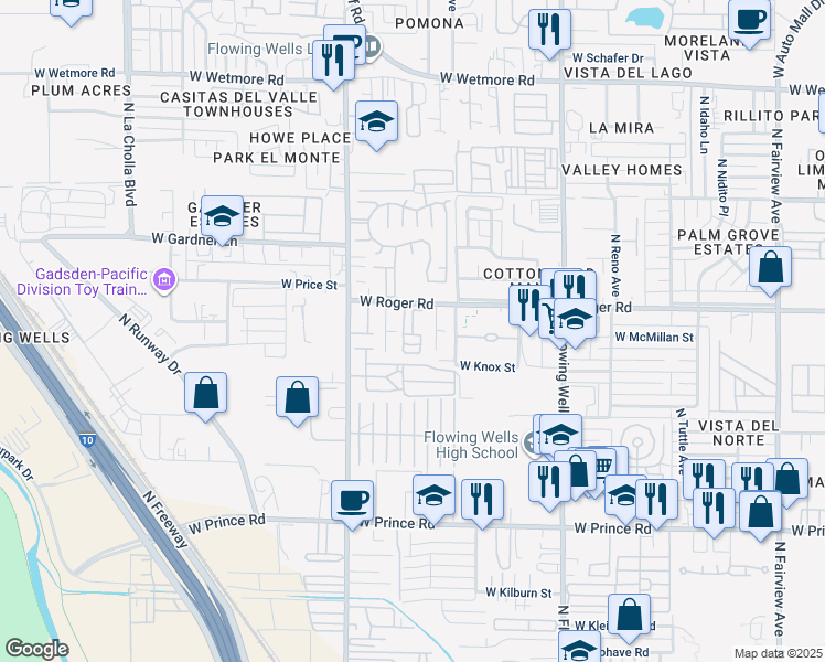 map of restaurants, bars, coffee shops, grocery stores, and more near 3914 North San Rafael Avenue in Tucson