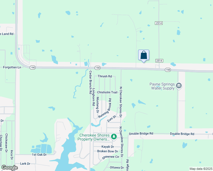 map of restaurants, bars, coffee shops, grocery stores, and more near 117 Running Brook Road in Mabank