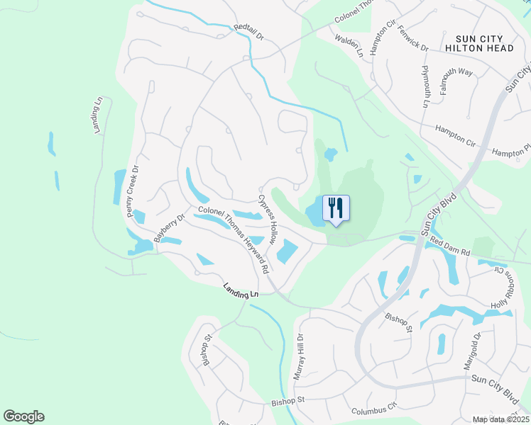 map of restaurants, bars, coffee shops, grocery stores, and more near 9 Cypress Hollow in Bluffton