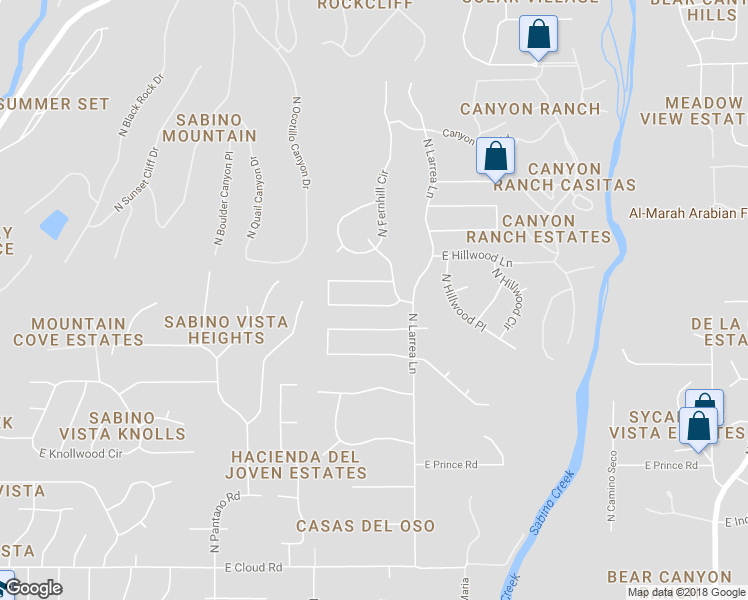 map of restaurants, bars, coffee shops, grocery stores, and more near 8201 East Ridgebrook Drive in Tucson