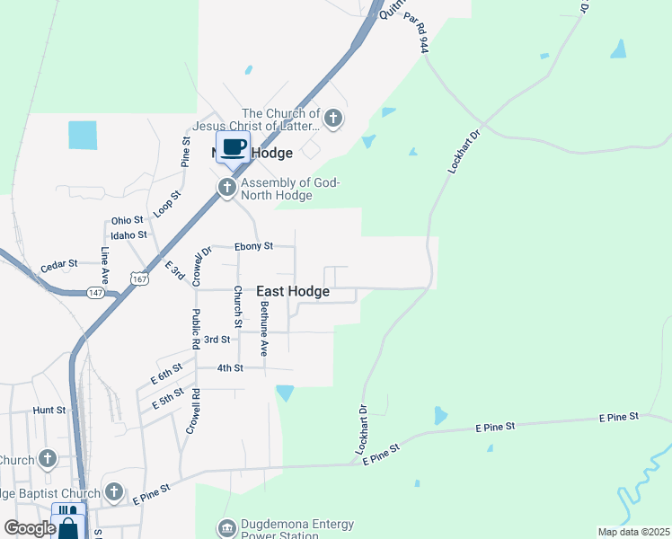 map of restaurants, bars, coffee shops, grocery stores, and more near 153-167 Circle Drive in Quitman