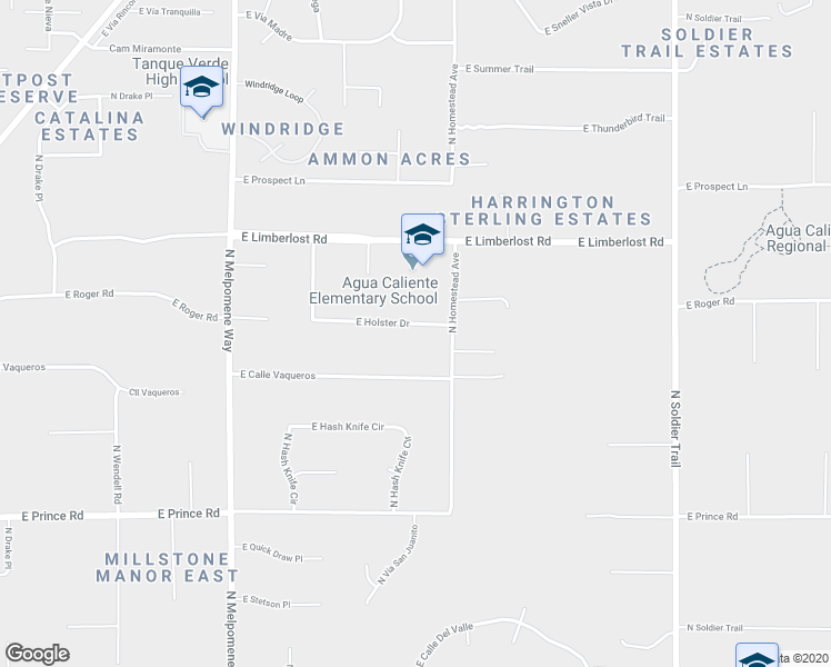 map of restaurants, bars, coffee shops, grocery stores, and more near 11422 East Holster Drive in Tucson