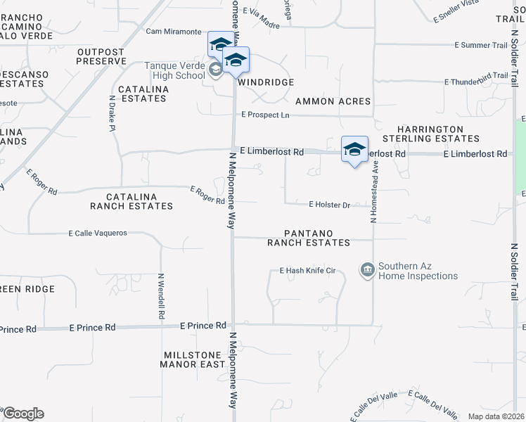 map of restaurants, bars, coffee shops, grocery stores, and more near 11162 East Gunshot Circle in Tucson