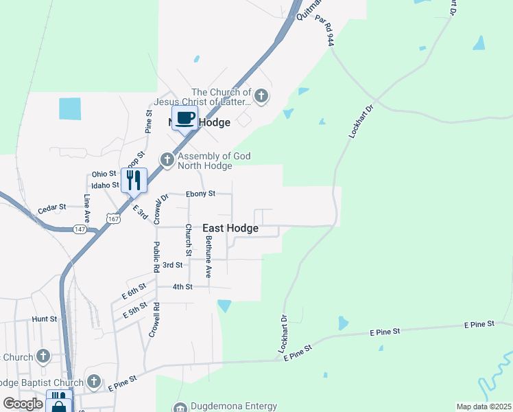 map of restaurants, bars, coffee shops, grocery stores, and more near 222 Circle Drive in Jonesboro
