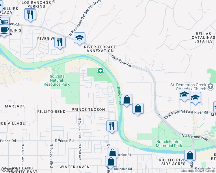 map of restaurants, bars, coffee shops, grocery stores, and more near N Country Club Rd & N Paseo De Las Canchas in Tucson