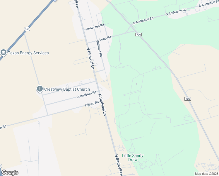 map of restaurants, bars, coffee shops, grocery stores, and more near 2000 Williams Road in Big Spring