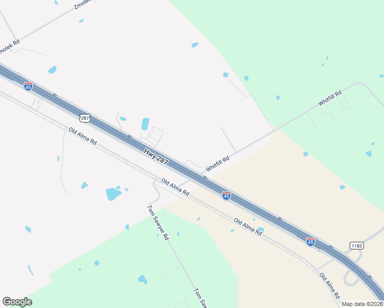 map of restaurants, bars, coffee shops, grocery stores, and more near 429 North Freeway Service Road in Ennis