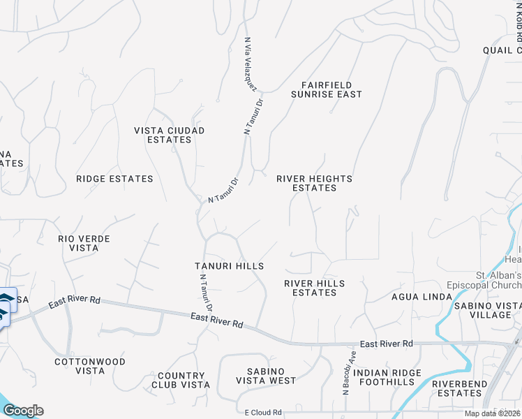 map of restaurants, bars, coffee shops, grocery stores, and more near 6491 East Sun Circle in Tucson