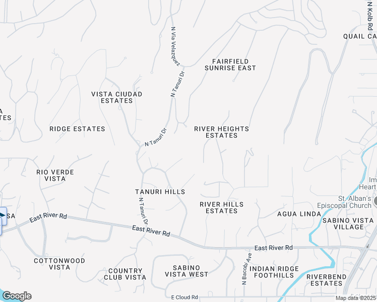 map of restaurants, bars, coffee shops, grocery stores, and more near 6491 East Sun Circle in Tucson