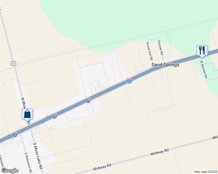 map of restaurants, bars, coffee shops, grocery stores, and more near 201 Providence Road in Big Spring