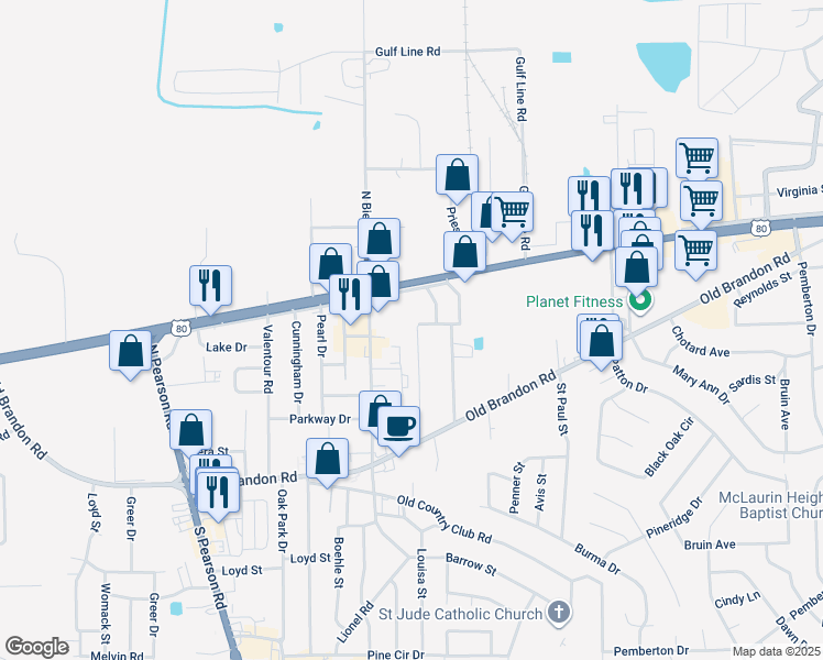 map of restaurants, bars, coffee shops, grocery stores, and more near 759 Charles Street in Pearl