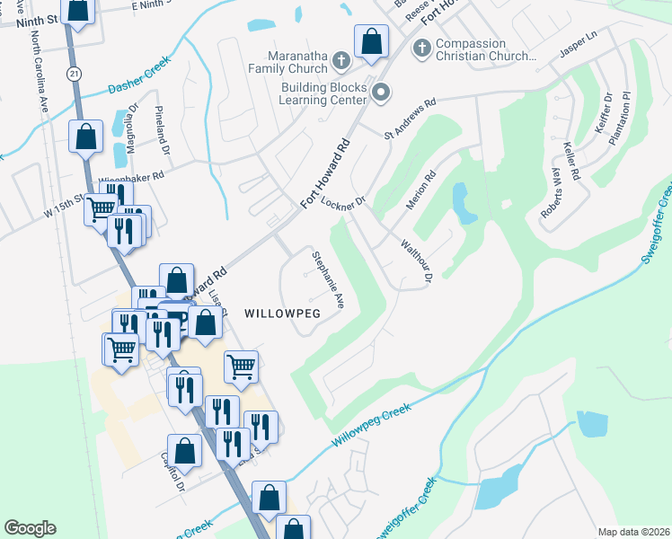 map of restaurants, bars, coffee shops, grocery stores, and more near 403 Stephanie Avenue in Rincon