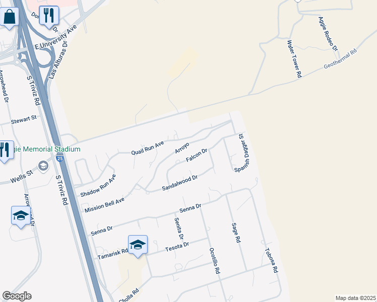map of restaurants, bars, coffee shops, grocery stores, and more near 4609 Falcon Drive in Las Cruces