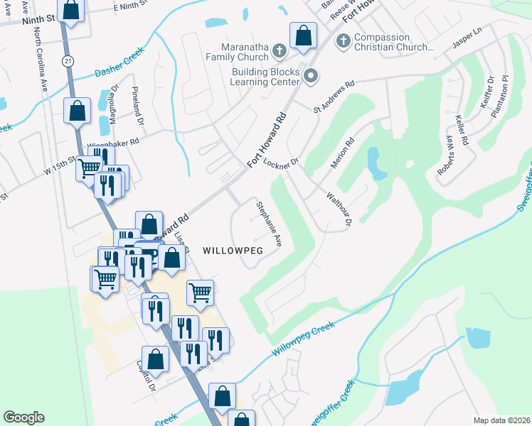 map of restaurants, bars, coffee shops, grocery stores, and more near 403 Stephanie Avenue in Rincon