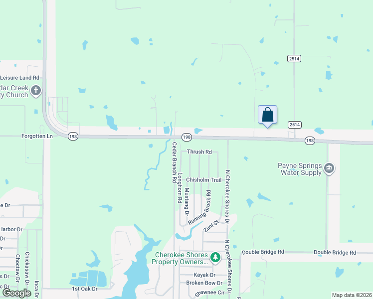 map of restaurants, bars, coffee shops, grocery stores, and more near 128 Thrush Road in Mabank
