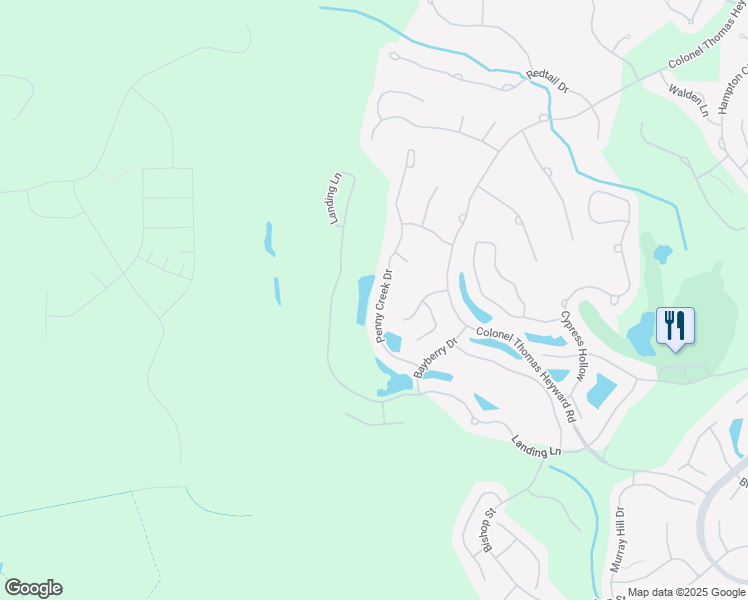 map of restaurants, bars, coffee shops, grocery stores, and more near 35 Penny Creek Drive in Bluffton
