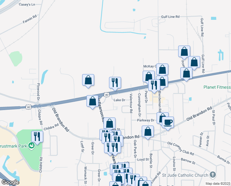 map of restaurants, bars, coffee shops, grocery stores, and more near in Jackson