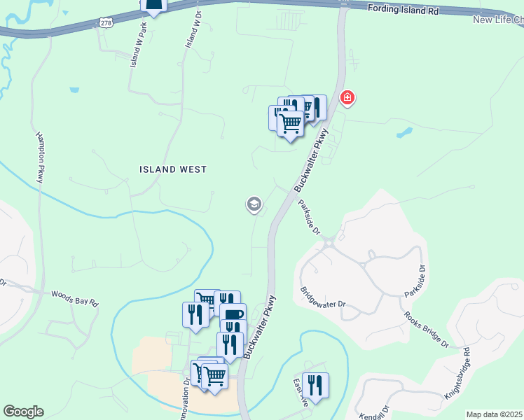 map of restaurants, bars, coffee shops, grocery stores, and more near in Bluffton