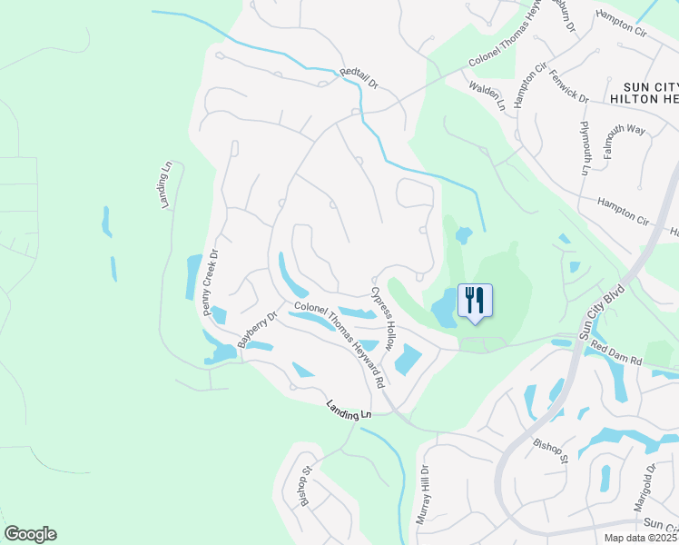 map of restaurants, bars, coffee shops, grocery stores, and more near 149 Cypress Run in Bluffton
