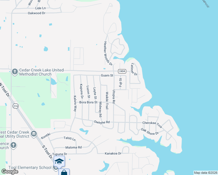 map of restaurants, bars, coffee shops, grocery stores, and more near 220 Waikiki Trail in Tool
