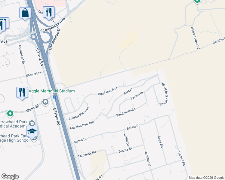 map of restaurants, bars, coffee shops, grocery stores, and more near 4801 Scale Court in Las Cruces
