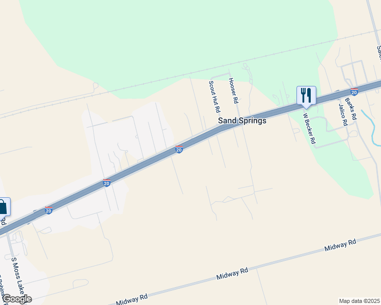 map of restaurants, bars, coffee shops, grocery stores, and more near 7906 Interstate 20 Frontage Road in Big Spring