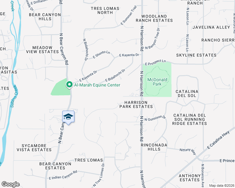 map of restaurants, bars, coffee shops, grocery stores, and more near 9357 East Harrison Park Drive in Tucson