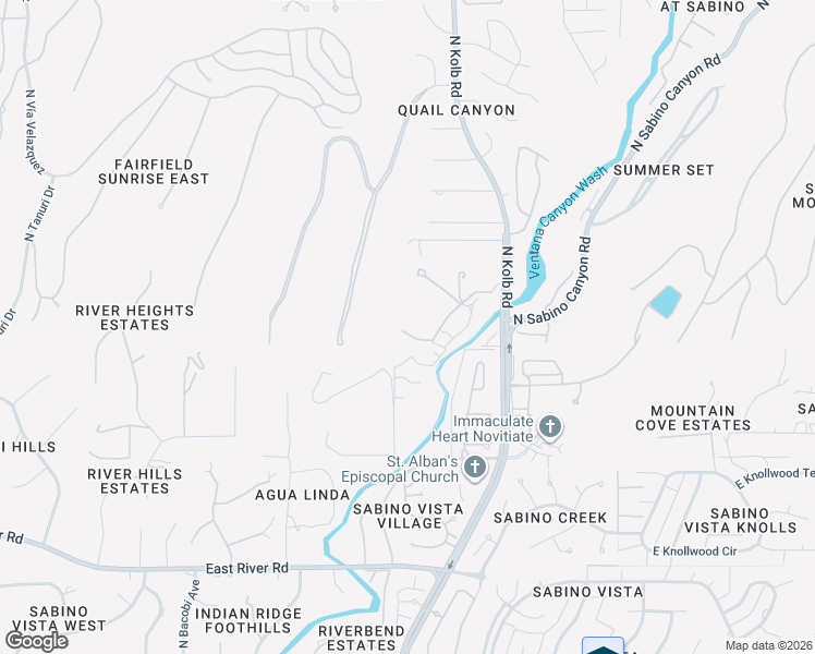 map of restaurants, bars, coffee shops, grocery stores, and more near 7125 East Little Savannah Lane in Tucson